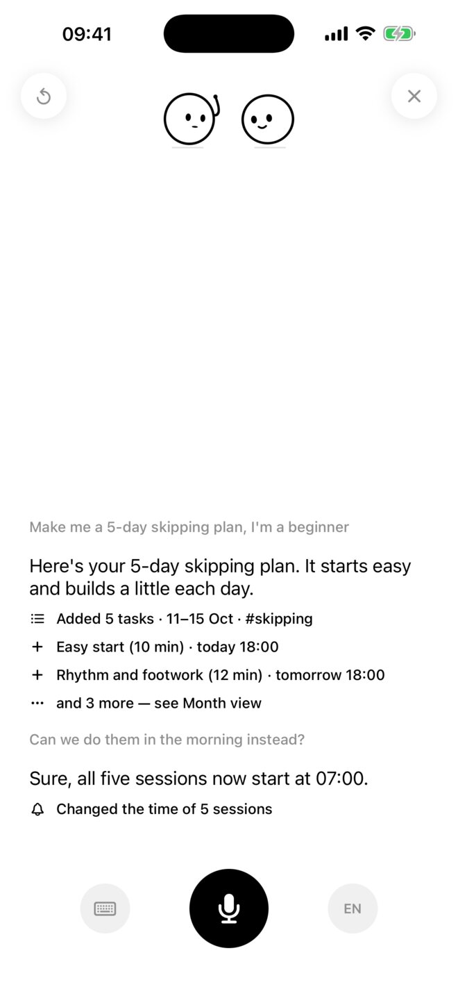 The Dots build a 5-day skipping plan.